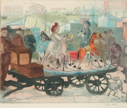 null " Le petit manège de la rue Caulaincourt " 1905. (G. et P.E135) 40 x 49,3 cm....