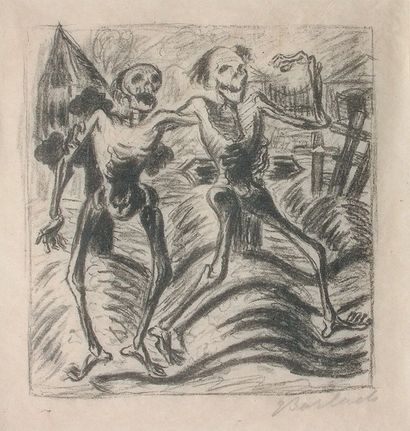 Ernst BARLACH "Deux squelettes " 20,5 x 19,5 cm. Lithographie en noir. Epreuve sur...