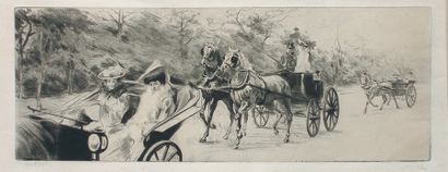 Edgar CHAHINE "Le matin aux acacias " 1902. Tabanelli 95. 17,4 x 46,9 cm. Pointe...