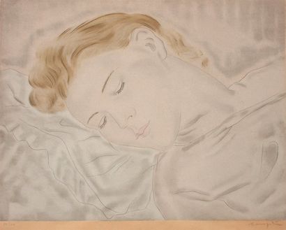 LÉONARD TSUGUHARU FOUJITA "Femme endormie " Vers 1930. S.et D.Buisson 30-07. 29,2...