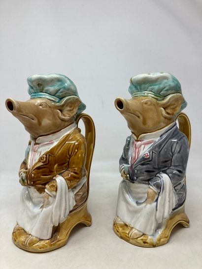 null Onnaing 

Lot of two jugs pig hotelier. 

H. 26cm