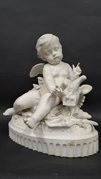 null Paris, Fin XIXe siècle

Statuette représentant Cupidon accompagné d'une colombe...