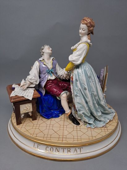 null The contract, after Jean-Honoré FRAGONARD,

Polychrome porcelain group representing...