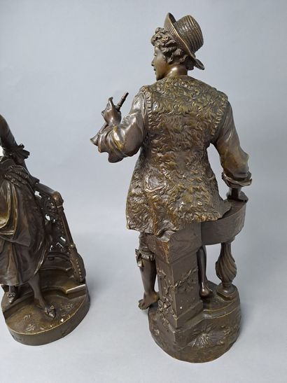 null BOUCHERON (XIX-XXème)

Couple de galants 

Deux bronzes à patine brune, signés...