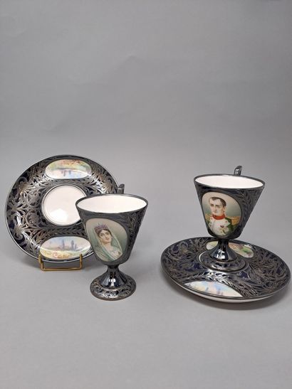 null SEVRES (In the taste of)

Pair of hard porcelain cups and saucers decorated...