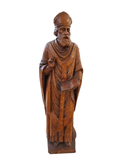 null Saint Evêque ou Saint Nicolas bénissant en bois naturel sculpté.

XIXème siècle

H....