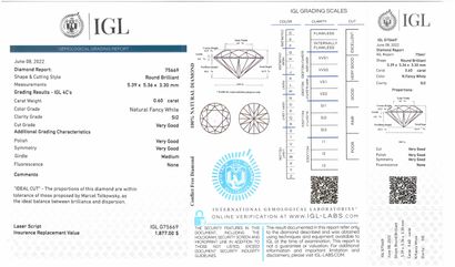 null Natural Fancy White" round diamond on paper. 

Accompanied by an IGL certificate...