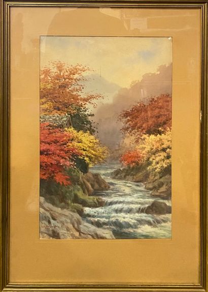 null Tokusaburo KOBAYASHI 

Watercolor representing a river. Signed lower left. 

A...