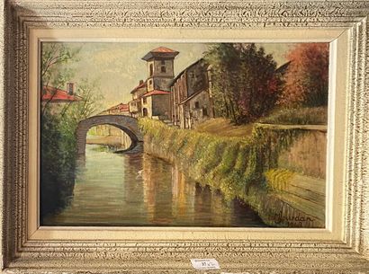 null Lot of two oils, 



On cardboard representing a bridge signed Jourdan 1969

31...