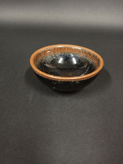 null Temoku" tea bowl with hare fur decoration

Brown glazed earthenware

China,...