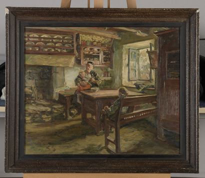 null ARTHUR-MIDY, 1887-1944,

Intérieur de ferme à Saint Fiacre,

huile sur toile,...