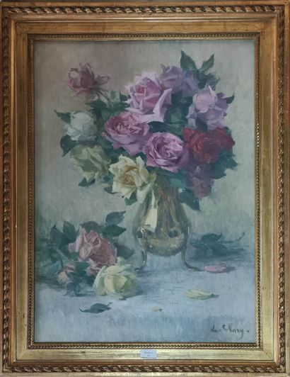 null CLARY Eugene, 1856-1929,

Bouquet of roses,

oil on canvas (trace of claw),...
