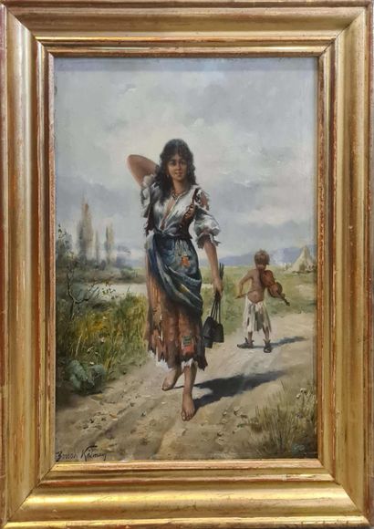 null BORSODI Kalman (XIX)

The gypsy woman and the child violinist. 

Oil on panel,...