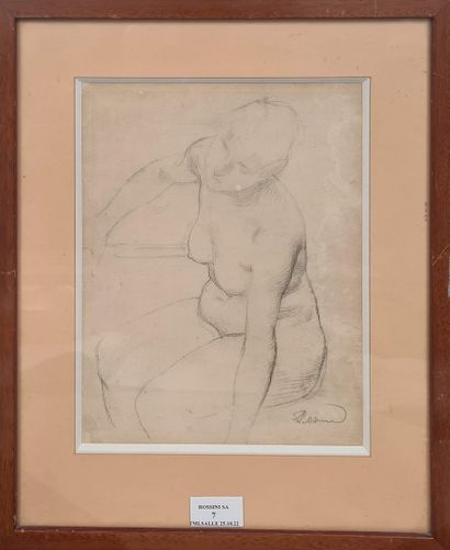 BESNARD Albert, 1849-1934,

Seated Nude,

black...