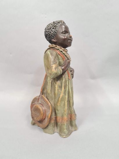 null GOLDSCHEIDER Friedrich, 1845-1897,

Young black girl,

terracotta with polychrome...