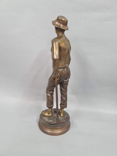 null GAUDEZ Adrien, 1845-1902,

The miner,

bronze with brown and golden patina (some...
