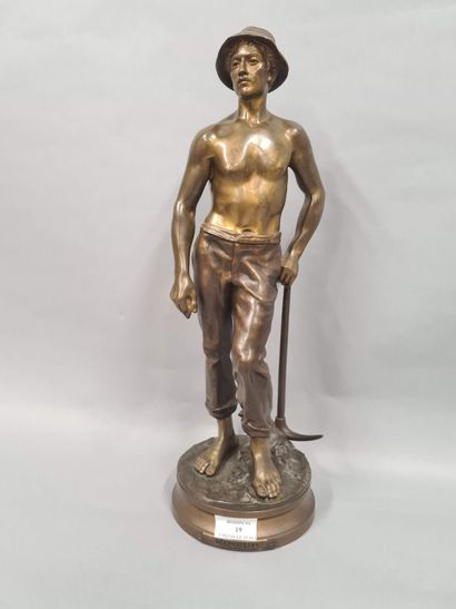 GAUDEZ Adrien, 1845-1902,

The miner,

bronze...