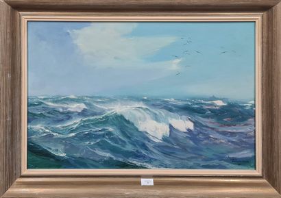 null PAGUENAUD Jean Louis (1876-1952) 

Waves in good weather

Oil on panel signed...