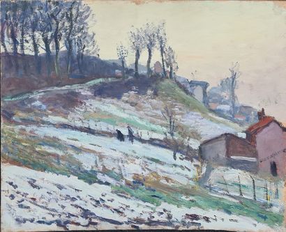 null BORDES Léonard, 1898-1969,

Snowy hillside, 

oil on paper mounted on panel,...