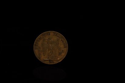 Gold coin of 20 francs Genie 1877.

1877...