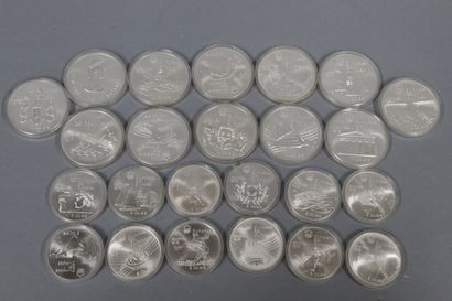 null Lot of silver coins including:

- 12 coins of 5 dollars Olympic Games from 1973...