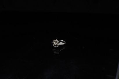 Daisy ring in 18K (750) white gold with small...