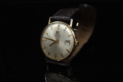 null TISSOT 

Men's wristwatch in 18K (750) yellow gold, circular dial with baton...