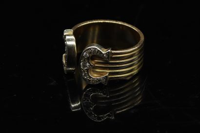 null In the taste of CARTIER. 

Ring in 18k (750) white, yellow and pink gold stylizing...