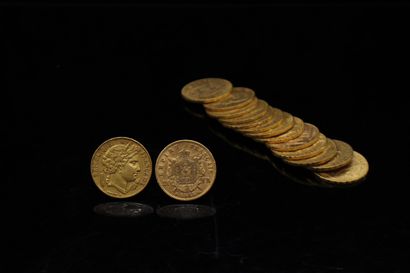 null Lot of fifteen gold coins including :

-2 x 20 francs Ceres (1851A x2)

- 9...