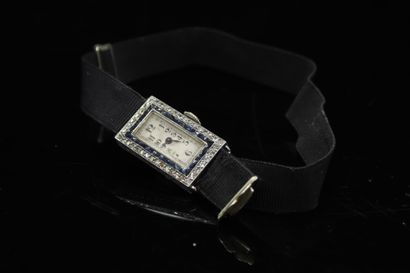 null Art Deco period wristwatch, the rectangular platinum case set with diamonds...