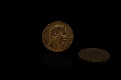 null Deux pièces en or de 20 francs Napoléon III tête nue.

1855 BB (x 2)



BB :...