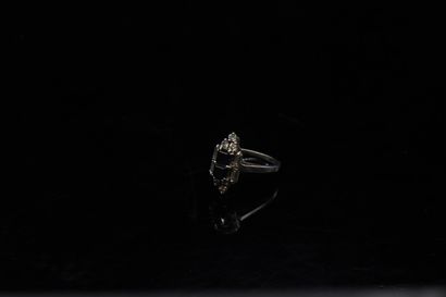 18k (750) white gold ring set with two rectangular...