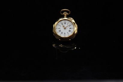 Pocket watch in 18k (750) yellow gold, enameled...