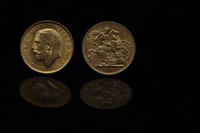 Deux pièces en or de 1 souverain George V.

1911...