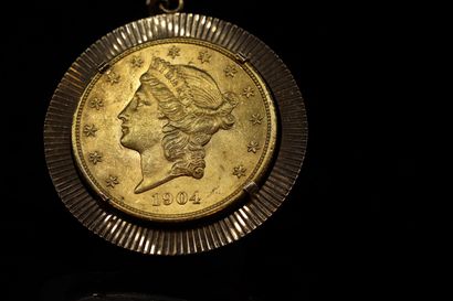 null 20 dollar gold coin "Liberty Head - Double Eagle" with 1904 motto, pendant mounted...