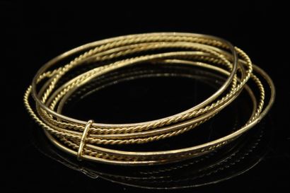 null Semi-monthly bracelet alternating single and twisted rope in 18k (750) yellow...