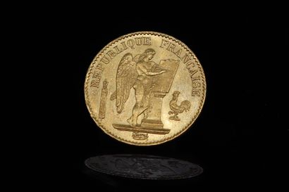 Gold coin of 20 francs Genie 1875 A. 

TTB...