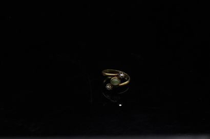 14k (585) yellow and white gold ring set...