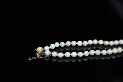 null Lot including :

a cultured pearl necklace. The clasp in gilded metal and the...