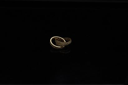 null Triple American wedding band in 18k (750) yellow gold set with diamonds. 

Finger...