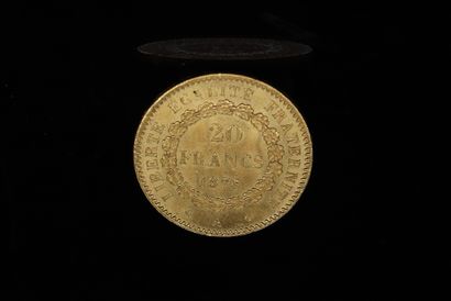 null Gold coin of 20 francs Genie 1875 A. 

TTB to SUP. 

Weight : 6.45 g.