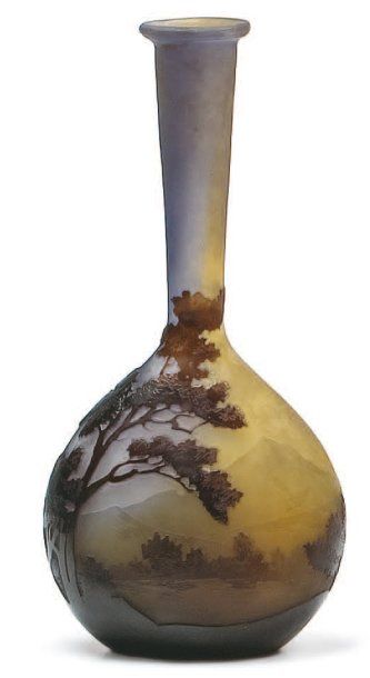 GALLÉ Émile (1846 - 1904) Vase ovoïde à col cylindrique Épreuve de tirage industriel...