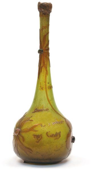 GALLÉ Émile (1846 - 1904) Vase soliflore à base bulbeuse Épreuve de tirage industriel...