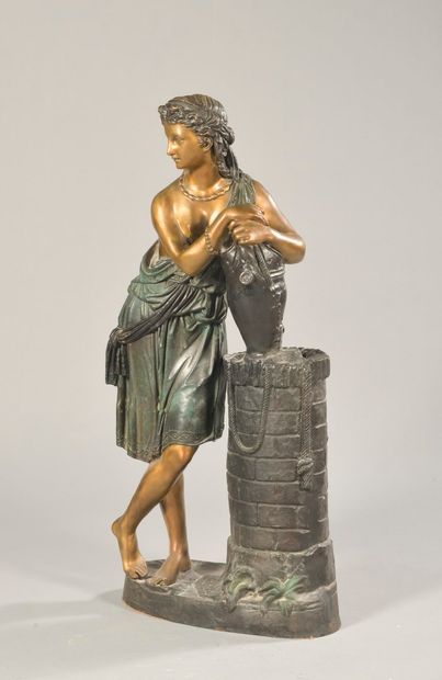null ANONYMOUS 

Young woman at the well

Decorative bronze with polychrome patina,...