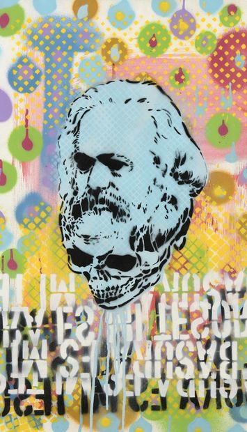 null MALATESTA (XX-XXI) 

Karl Marx,

Bombe aérosol sur toile, signé au dos,

72...