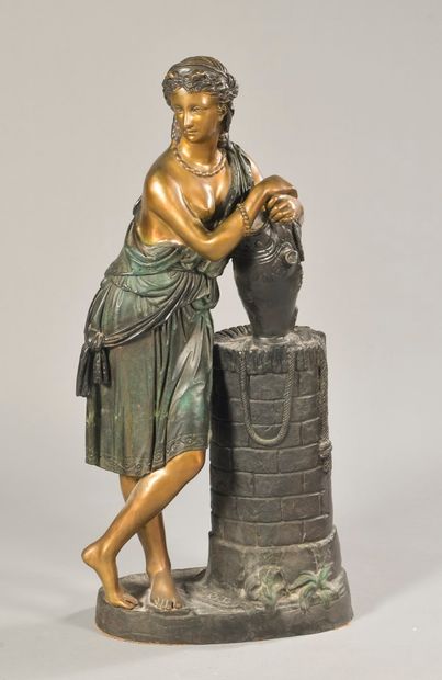 null ANONYME 

Jeune femme au puits

Bronze décoratif à patines polychromes, 

salissures,...