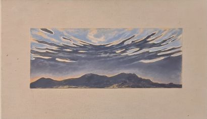 null FESSAS F, attributed to 

Sunset over the mountains 

mixed technique on paper,...
