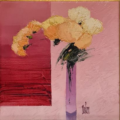 null BULAN Stéphane (né en 1954)

Bouquet sur fond rose 

Acrylique sur toile signée...