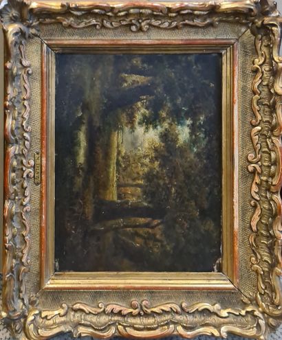 null SCHOOL OF BARBIZON 

Under wood 

Oil on panel, not signed 

cracks, accidents,...
