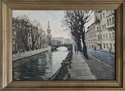 null GORLANOV Andrian, born in 1960,

Riverbank in the city,

oil on canvas, signed...
